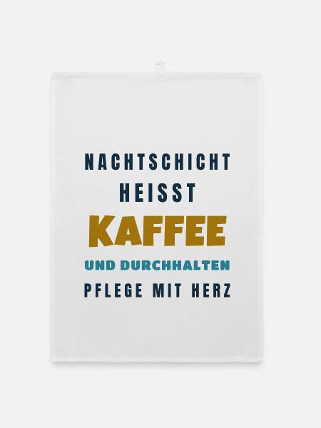 Pflege Nachtschicht Kaffee und durchhalten - Organic Geschirrtuch - Weiß - Vorne