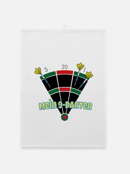 Mein 9-Darter  - Organic Geschirrtuch - Weiß