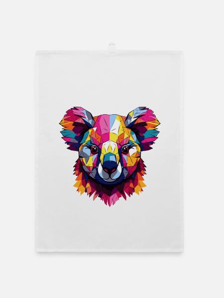 Geometrischer Regenbogen Koala - Organic Geschirrtuch - Weiß - Vorne