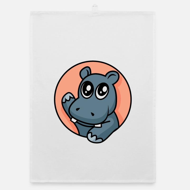 Hippopotame drôle - conception Torchon bio