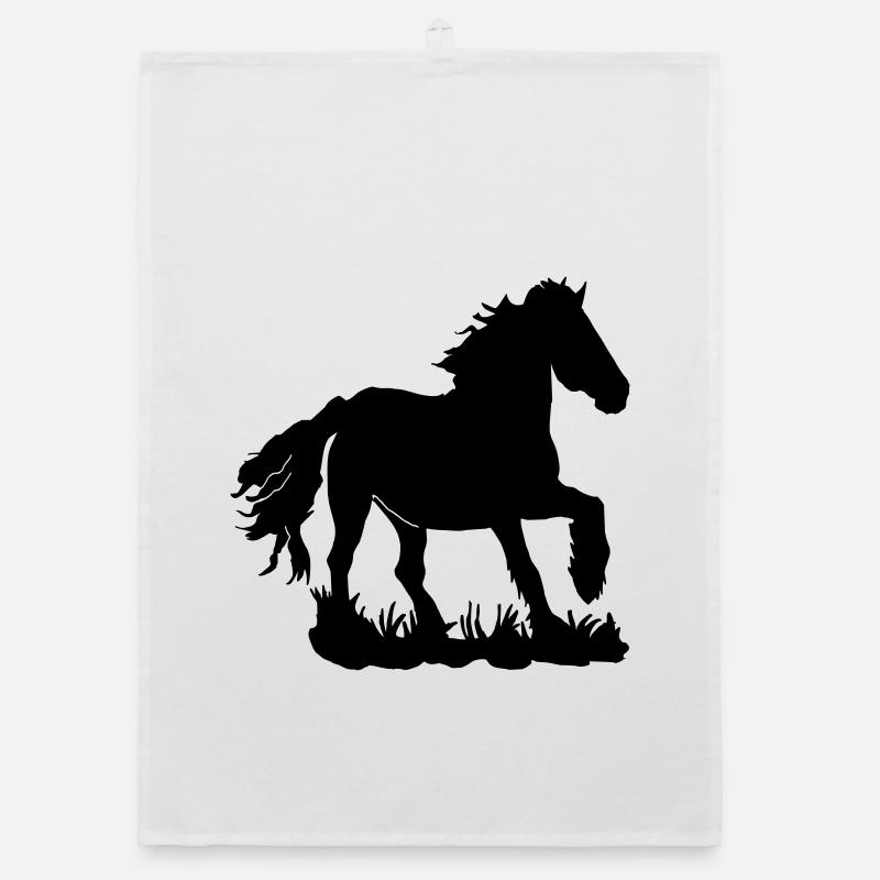 Friesians at a gallop Organic dish towel