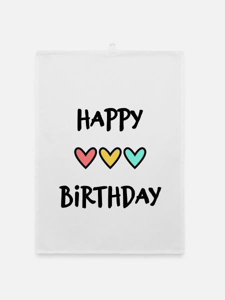 ALLES GUTE ZUM GEBURTSTAG. ALLES GUTE ZUM GEBURTSTAG. JAHRESTAG. - Organic Geschirrtuch - Weiß - Vorne