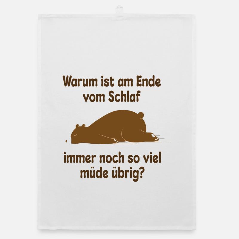Müde schlafen Bär Lustiger Spruch - Organic Geschirrtuch - Weiß