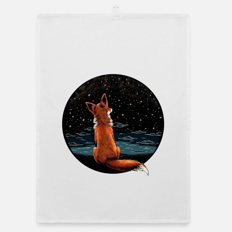Fuchs mit Sternenhimmel Organic Geschirrtuch