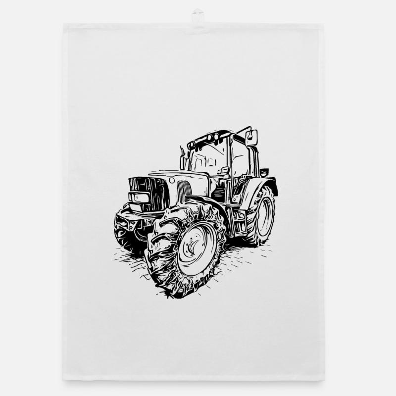 Grüner JD Traktor - Organic Geschirrtuch - Weiß