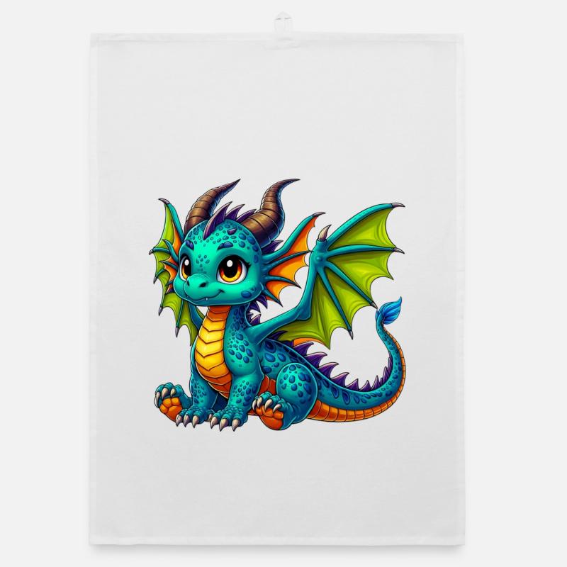 Drache - Organic Geschirrtuch - Weiß
