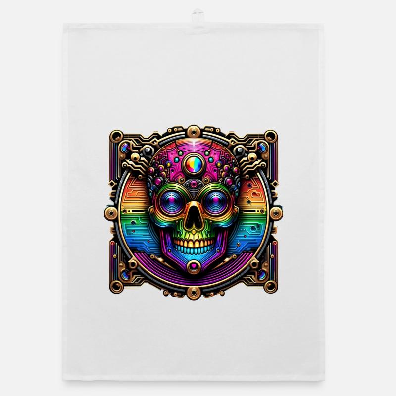 Conception de crâne arc-en-ciel cyberpunk Torchon bio