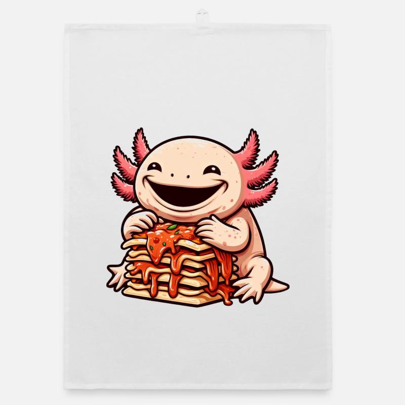 Axolotl Enjoys Lasagna Comic Organic dish towel