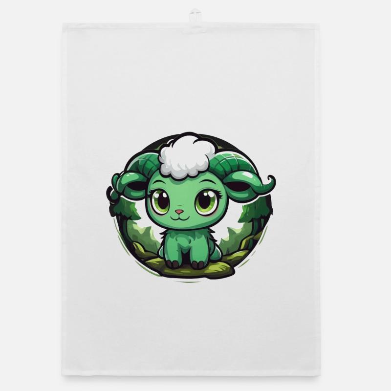 Ram Lamb Goat Goat in the Forest Organic dish towel