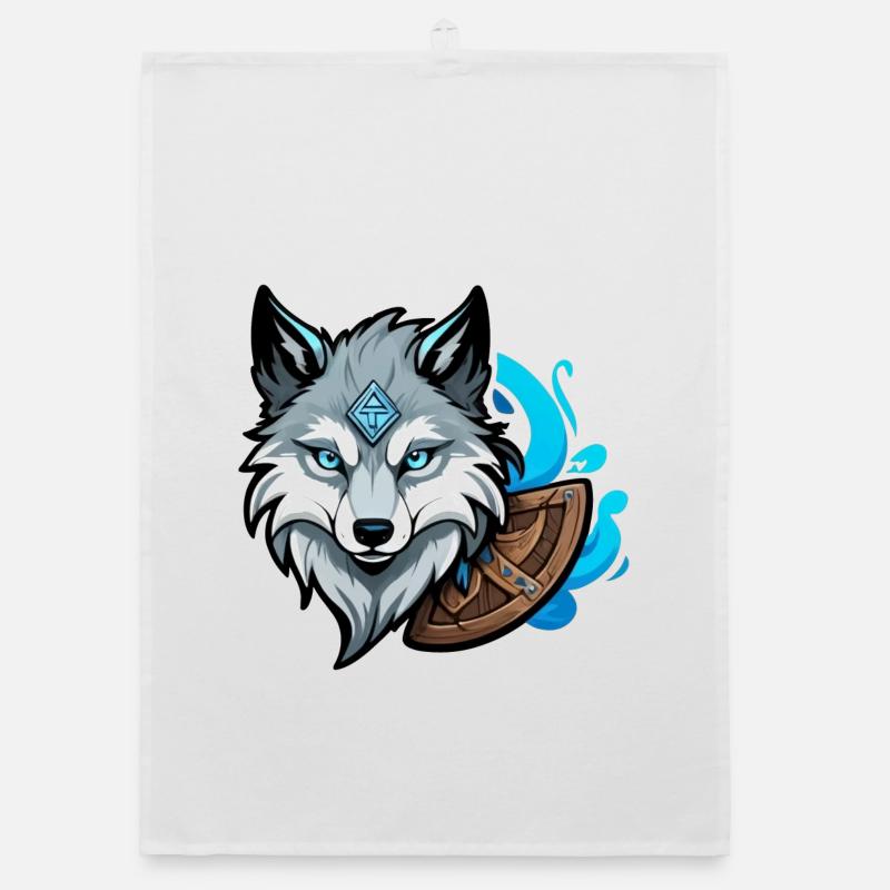 Viking Wolf Head Organic Geschirrtuch