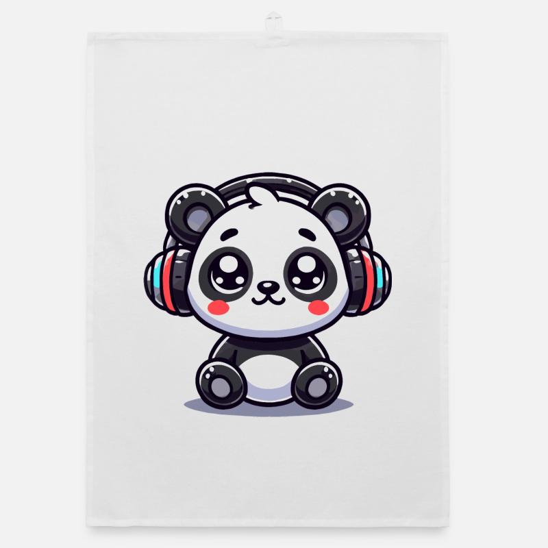 Motif mignon de casque panda Torchon bio