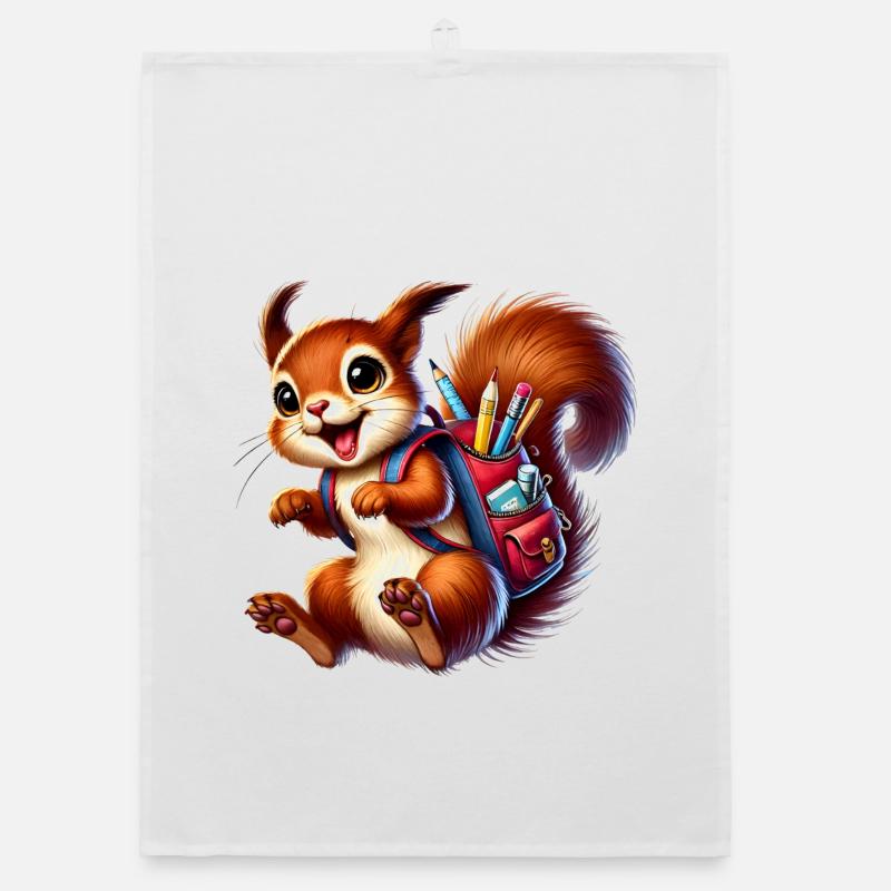 Back to school with fun: Squirrels for school beginners Organic dish towel