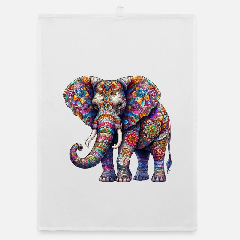 Elefant - Organic Geschirrtuch - Weiß