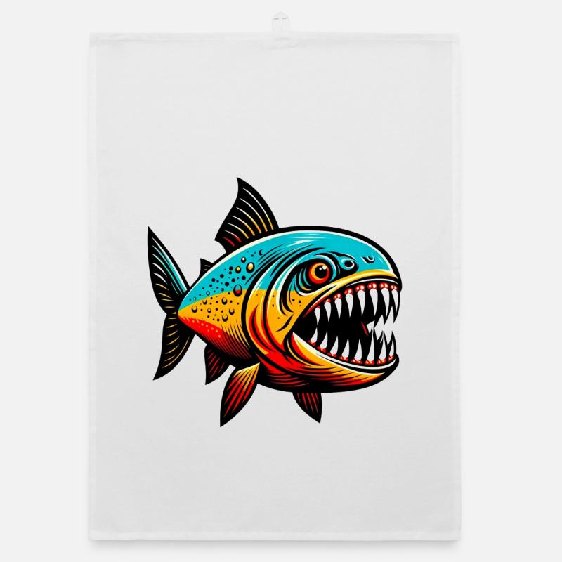 Piranha - Organic Geschirrtuch - Weiß