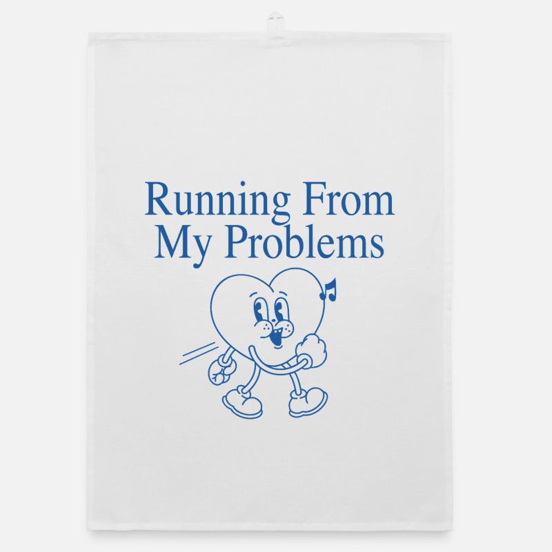 Laufendes Herz – Running From My Problems - Organic Geschirrtuch - Weiß