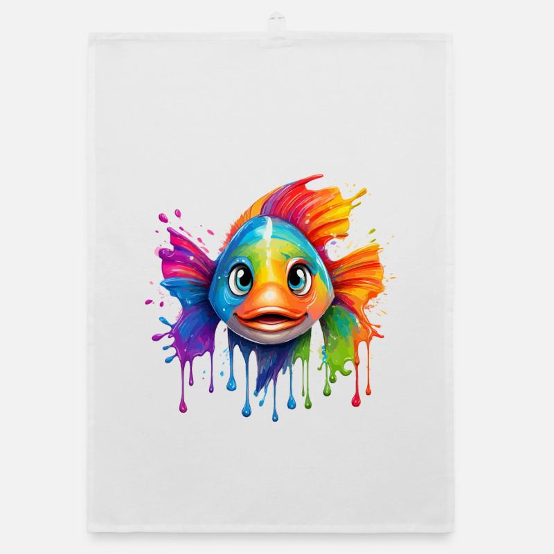 Buntfisch mit Farbexplosion Organic Geschirrtuch