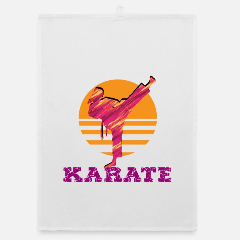 Karaté Coucher de soleil Silhouette Torchon bio