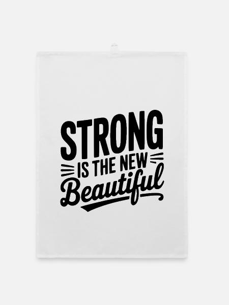 Strong is the New Beautiful - Organic dish towel - white - Front