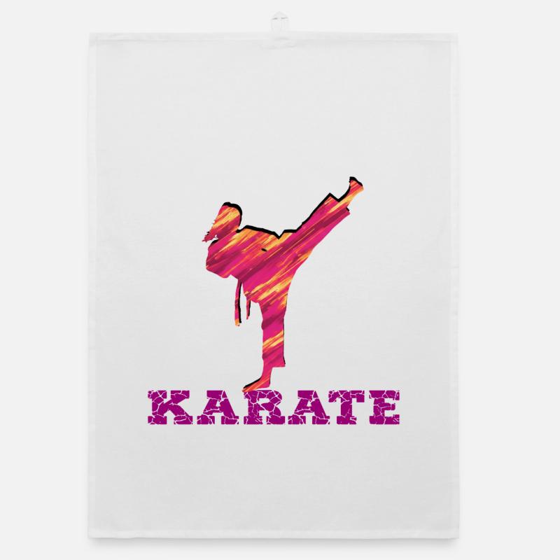 Karaté Silhouette Explosion de couleurs Torchon bio