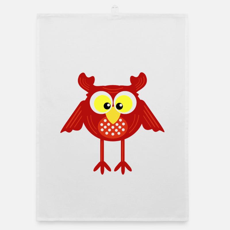 Rote Eule auf langen Beinen Organic Geschirrtuch