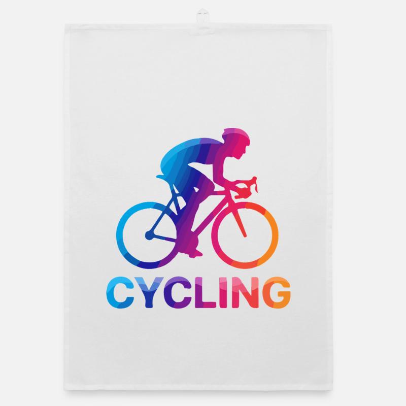 Rainbow Cyclist Silhouette Organic Geschirrtuch