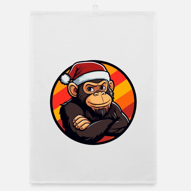 Noël du Chimpanzé Père Noël Torchon bio