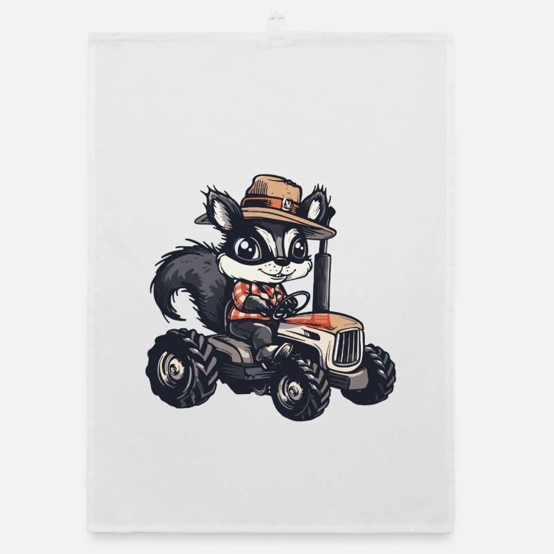 Skunk Tractor Farmer Organic dish towel