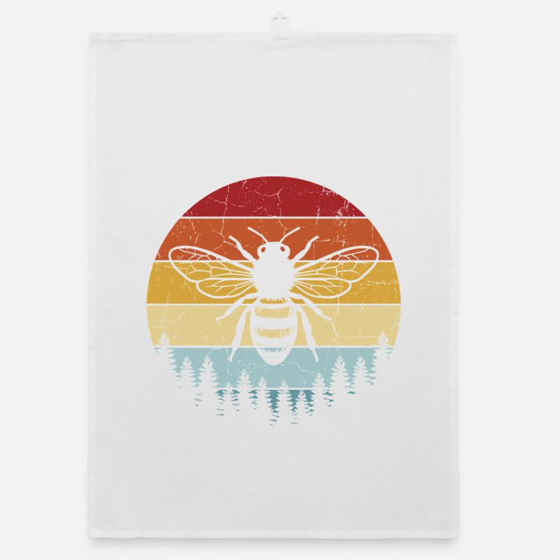 Vintage Retro Bees Beekeeper Beekeeping Organic dish towel