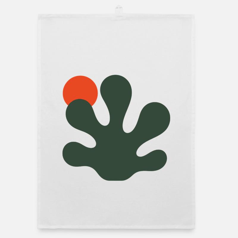 Éclaboussure vert abstraite avec accent orange Torchon bio