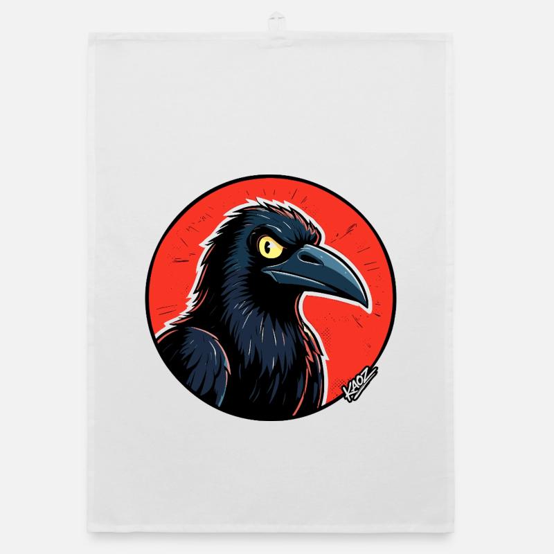 Corbeau noir dans l’orbite rouge Torchon bio