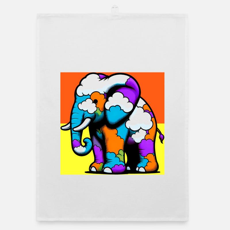 Éléphant avec Nuage et Nuages Torchon bio