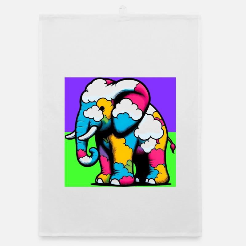 Elephant with Cloud and Clouds Organic dish towel