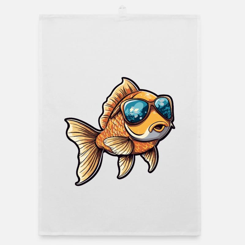 Goldfisch Comic Urlaub Organic Geschirrtuch