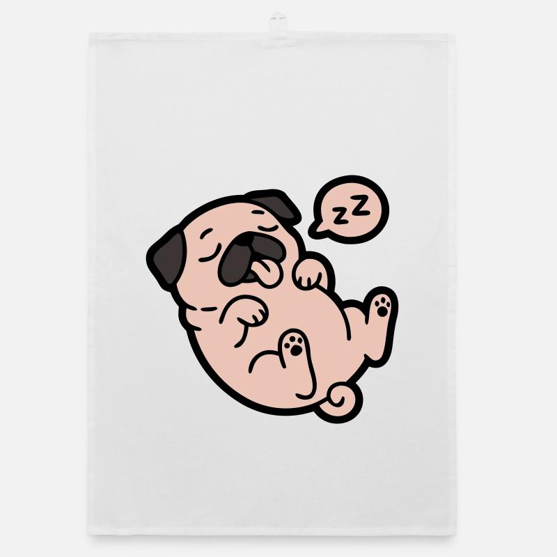 Sleeping Pug Dog Loafer Organic dish towel