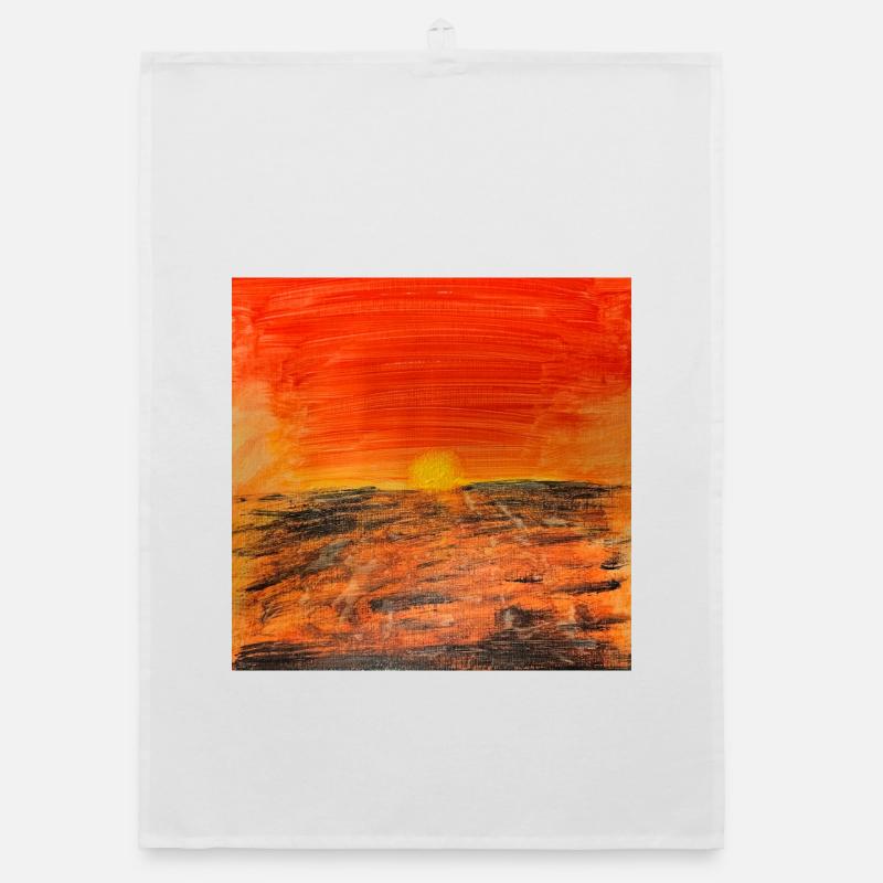 Fire Red Sunset Organic dish towel