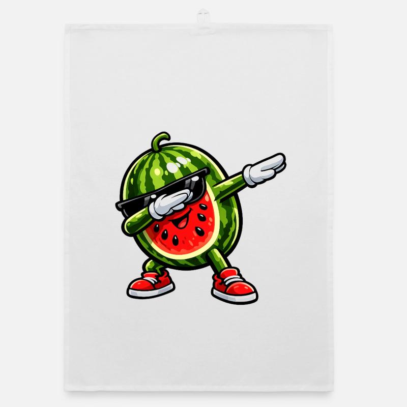 Dabbing Watermelon Organic dish towel