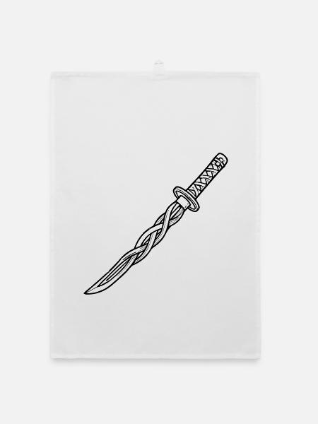 Katana Sword Fantasy Samurai Ninja Cosplay - Organic dish towel - white - Front