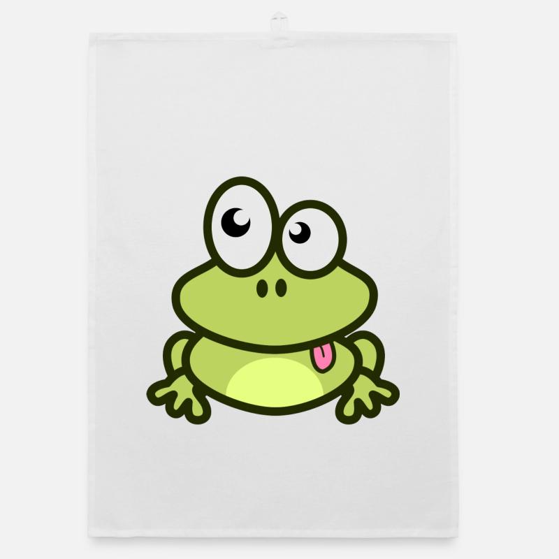 grenouille drôle dans le style vert et bande dessinée Torchon bio