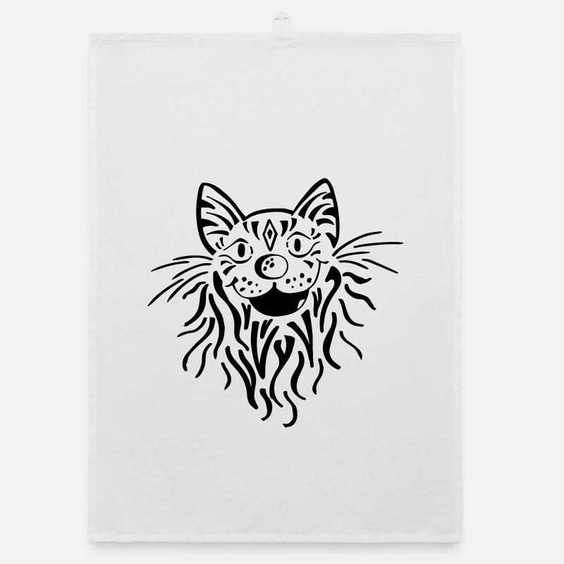 Tabby cat head - cat - tiger - tomcat Organic dish towel