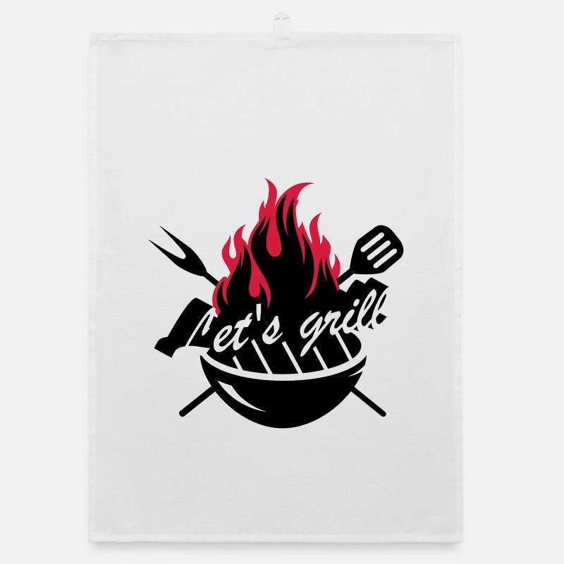 A grill with barbecue utensils Organic dish towel