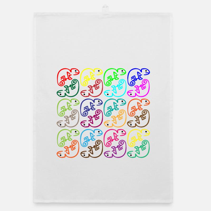 Chameleon hustle and bustle - Organic dish towel - white