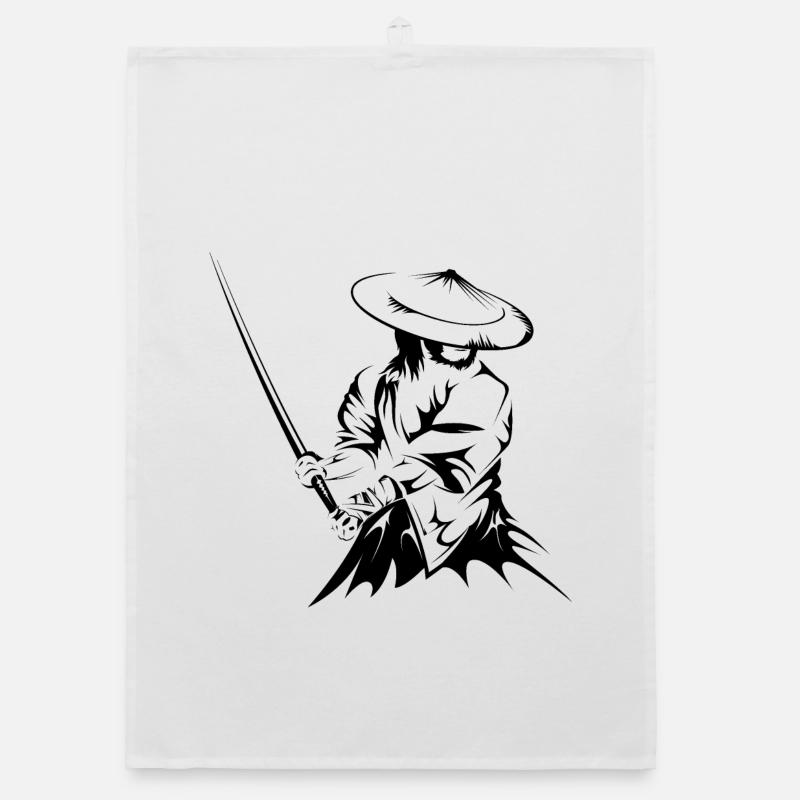 samurai sword fighter present gift art work Organic dish towel