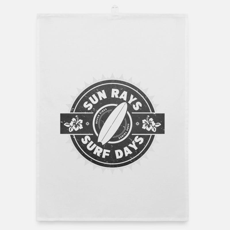 Surf Retro Surfer Conception graphique - Torchon bio - blanc