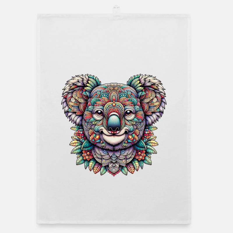 Koala decorated with Mandalas Organic dish towel
