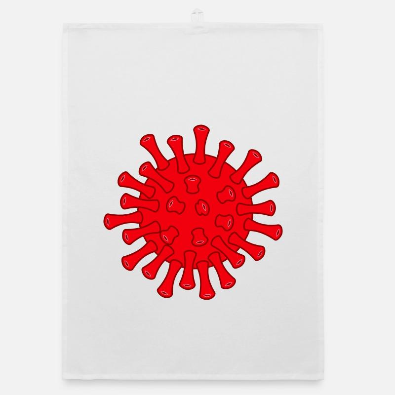 Red Covid molecule illustration Organic dish towel