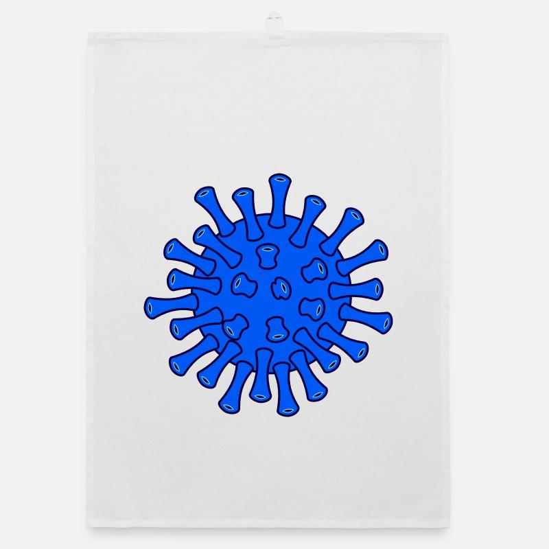 Illustration de la molécule bleue de Covid - Torchon bio - blanc