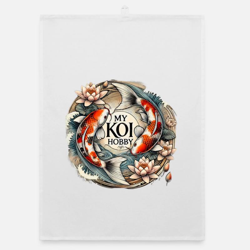 Conception de poisson Koi pour fait à la main Torchon bio