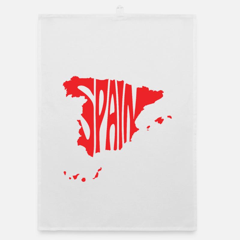 Spain Map Artistic Typography Design Organic dish towel