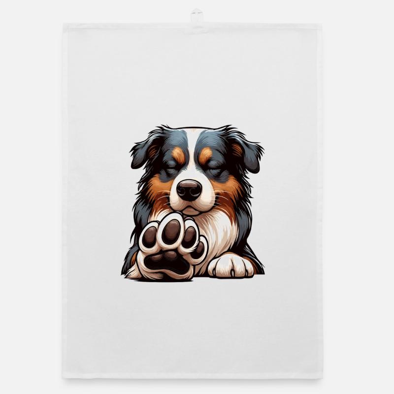 Sprich mit der Pfote Australian Shepherd Aussie  Organic Geschirrtuch