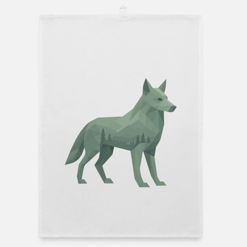 Geometric Wolf Organic dish towel